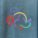 Disney  Sweatshirt Teal Fleece Embroidered Mickey Mouse Crew Neck Pullover Photo 1