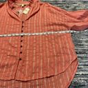 Pilcro  Anthropologie NWT Ruffled Top Blouse Pink Silver Stripe size L Photo 11