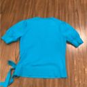 Carlisle  blue turquoise knit faux wrap short sleeve top shirt small Photo 7