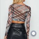 Beginning Boutique  Enamored Long Sleeve Crop Length Top Check Size US6 Photo 7