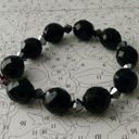 Onyx Vintage Style Jet Black  Beads Black Hematite Faceted Spacers Bracelet Photo 0