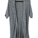 The Loft  Ann Taylor Open Front Cardigan Knit Sweater Womens Size L Gray Short Sleeve Photo 0