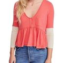 Free People  Women's Colorblock Cotton Peplum Cropped Top Size Small Photo 0