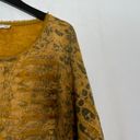 Edge Made In Italy Long Sleeve Snake Print Blouse w/ Raw  Hem Mustard Medium Photo 1