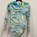 MICHAEL KORS SURF LONG SLEEVE 1PC PADDLE SWIMSUIT RASH GUARD CYAN BLUE SIZE 10 Photo 4