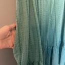 LC Lauren Conrad  Green Smocked Ruffle Sleeve Midi Dress Size M Medium Teal Party Photo 8