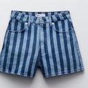 ZARA  High Rise Striped Denim Shorts 4 Photo 1