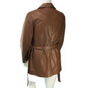 Chico's  Womens Sz 1 US 8 M Vegan Leather Utility Jacket Camel Mid Length Belt NEW Photo 5