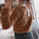 FAVLUX Brown Cropped Teddy Coat  Photo 5