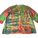 kim rogers Womens  100% Linen Green Tie Dye Button Up Top Rhinestone Butterfly XL Photo 0