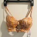 Shade & Shore  Bikini Top Womens 34B Orange Snake Print Cutout Tie Swim Nylon Photo 2