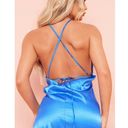 Pretty Little Thing  Bright Blue Satin Lace Up Back Maxi / S Photo 1