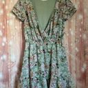 Altar'd State Altar’d State Sage Green Floral Print Surplice Mini Dress NWOT Photo 0