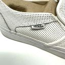 Vans  Size 8.5 Sneaker White Pin Dot Leather Slip On Flats Skater Casual Punk Photo 5