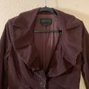 BCBGMAXAZRIA BCBGMaxAzia Women's Brown Ruffle Collar Career Corduroy Blazer Size Small, Lined Photo 2