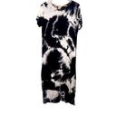 Caution to the Wind  Black Tie Dye Casual MIDI T-Shirt Dress Large Photo 1