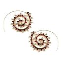 Amrita Singh Gold Austrian Crystal Red Enamel Spiral Hoop Earrings Photo 0