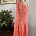 cupio Women’s  Coral Dress Size Large Lace Cape Sleeve Fit & Flare Lined Photo 7