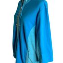 Chico's  Full Zip Athletic Sweatshirt L Blue Drawstring Neck Pockets Stretch Photo 2