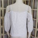 Parker  Camila White Cold Shoulder Crochet Eyelet Flirty Fun Blouse Top [size M] Photo 4