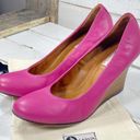 Lanvin Paris Lanvin Pink Leather Round-Toe Wedges Photo 2