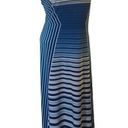 Calvin Klein CK Blue Stripe Racerback Maxi Dress Sz. 10 Scoop Neck Slimming Summer Photo 5