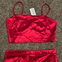 Windsor Red  2 Piece satin mini skirt and crop top set Photo 2