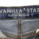 Vanilla Star Jeans Vanilla Star Juniors Sz 1 High Rise Bermuda Denim Shorts Distressed Frayed Hem Photo 3