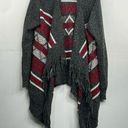 st. john's bay  open front sweater cardigan black gray stripe fringe southwest XL Photo 0