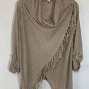 Chico's  Rosette Women Cowl Neck Poncho Tasseled Sweater Rolled Cuff Brown Small Photo 0