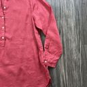 J.Jill  Love Linen Red Long Sleeve Roll Tab Button Blouse Size Large Petite Photo 1