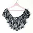 Available by Angela Fashion Off shoulder black white contrast tropical crop top Small Photo 0