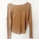 We The Free Light Brown Knit Frayed Slouch VNeck Sweater Photo 5