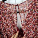 The Row  A Burgundy Floral Long Sleeve Ruffle Smoked Dress Long Sleeve Size L Photo 8