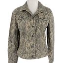 Christopher & Banks Snakeskin Print Jean Jacket Cream Gray Size Medium Photo 0