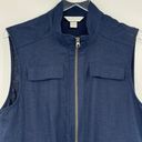 Christopher & Banks  utility vest zip front linen blend drawstring waist blue M Photo 1