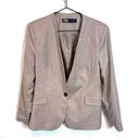 ZARA  Women’s 10 Tan Single Button Blazer Minimalist Work Shoulder Pads Photo 0