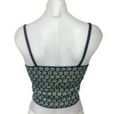 MNG Green Black Floral Square Neck Spaghetti Strap Cropped Tank Top Size XS Photo 1