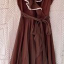 Vintage Coco California brown & white v neck ruffle collar 50s 60s 70s dress Photo 3