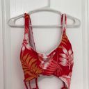 Hurley  Womens Swimsuit L Red Floral Scoop Neck Wide Strap Swimwear One Piece Photo 3