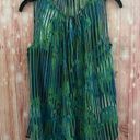 T Tahari  Green Tropical Print Sleeveless Blouse Photo 0