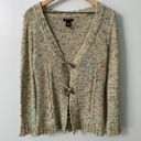 BCBGMAXAZRIA Colorful Whimsical Cardigan Sweater with Wood Flower Buttons Medium Photo 1