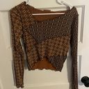 Sheer Printed Brown Top Size M Photo 1