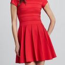 Parker  Tara Red Flared Pleated Skirt Stretch Mini Dress M Photo 0