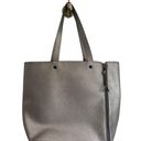 Neiman Marcus  Quiet Luxury Silver Gray Faux Leather Large Zipper Tote Bag Photo 0