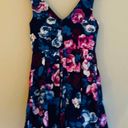 Trixxi Navy Blue Pink Floral Swing Mini Dress Photo 4