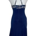 Cache  Blue Dress Sleeveless Stretch Halter Spaghetti Straps Size 6 VINTAGE USA Photo 2