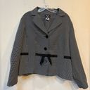 Houndstooth Vintage Sweet Suit Women’s Plaid  Long Sleeve Blazer Bow Jacket 16W Photo 12
