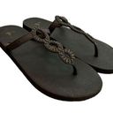 Sanuk   Brown Rubber Embellished Flip Flop Sandal Size 10-11 Photo 0