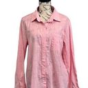 IZURIA Womens Pink Button Up Long Sleeve Classic Casual Linen Cotton Shirt XL Photo 0